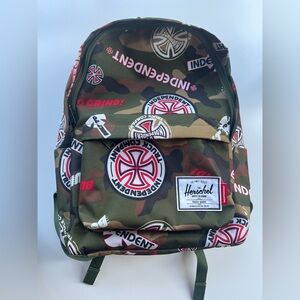 Herschel Supply Company Green Camo Backpack with Red and White Accents